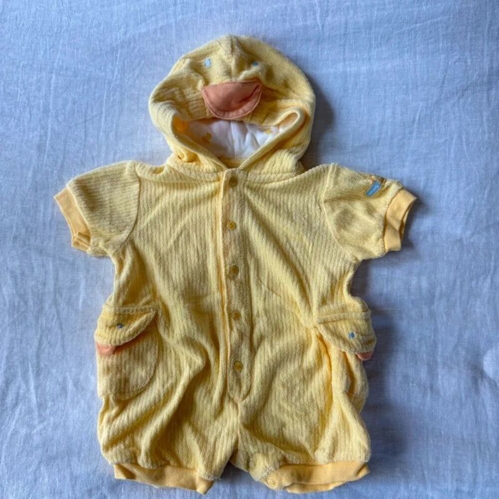 Vintage Carter’s Terry Cloth Hooded Little Duckie Romper 0-3m